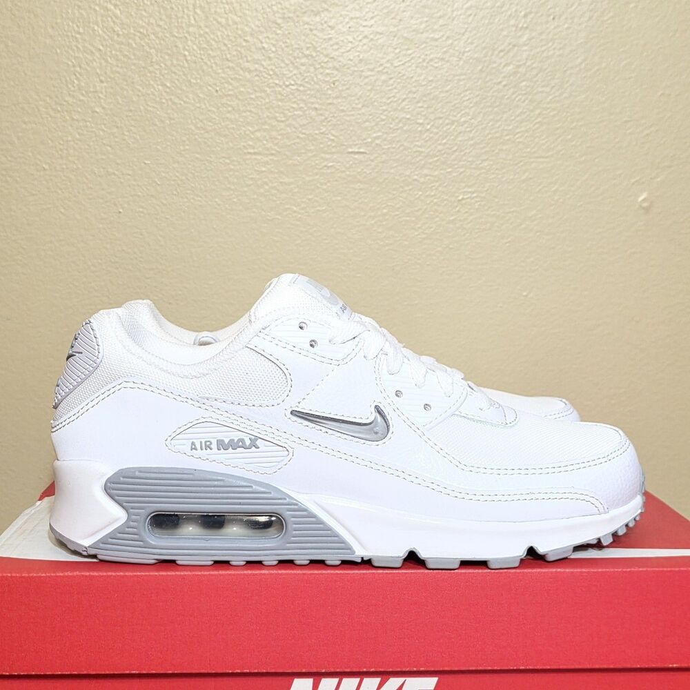 Nike Air Max 90 FN8005-100 Jewel White Smoke Gray Shoes Men's Size 7.5 Women's 9